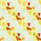 Hand drawn seamless pattern. Summer background with exotic fruits.
