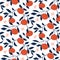 Hand drawn seamless pattern with Tangerines. Vector wallpaper
