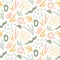 Hand drawn seamless pattern. Trendy print with water plants and shapes.