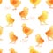 Hand drawn seamless pattern in watercolor. Baby chicks illustrat