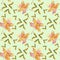 Hand drawn seamless pattern watercolor colorful maple fall leaf and winged seeds maple tree isolated on green background