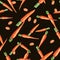 Hand drawn seamless repeated pattern with watercolor ripe orange carrots