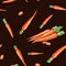 Hand drawn seamless repeated pattern with watercolor ripe orange carrots