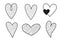 Hand drawn set of black hearts on white background. Scribble heart. Love concept for Valentine`s Day