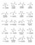 Hand drawn set chemical molecular formula of amino acids in doodle style isolated