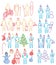 Hand drawn set of doodle human shapes, celebration