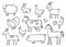 Hand drawn set farm domestic animal