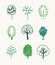 Hand drawn set of trees. Eco background. Abstract  doodle drawing woods. Vector art illustration plants