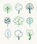 Hand drawn set of trees. Eco background. Abstract  doodle drawing woods. Vector art illustration plants