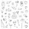 Hand Drawn Set of Valentine`s Day Symbols. Children`s Funny Doodle Drawings of Hearts, Gifts, Rings, Balloons. Sketch Style.
