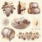 Hand drawn set - wine & winemaking