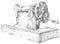 Hand drawn sewing machine