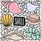 hand drawn shells doodle set