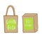 Hand drawn shopping bag with lettering green food and eco market