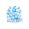 Hand drawn signs of pure water drops for logo