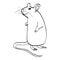 Hand-drawn silhouette cute smiling rat standing on the back legs