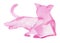 Hand drawn silhouette of a pink cat  laying isolated on white back ground