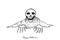 Hand Drawn of Skeleton Ghost For Halloween Celebration