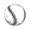 Hand drawn sketch of baseball ball in black isolated on white background. Detailed vintage style drawing. Vector