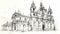 Hand Drawn Sketch Of Classic Baroque Architecture In 1800s Italy