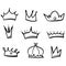 Hand drawn Sketch crown. Simple graffiti crowning, elegant queen or king crowns hand drawn. Royal imperial coronation symbols,