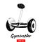 Hand drawn sketch of gyroscooter in black isolated on white background. Detailed vintage etching style drawing.