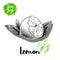Hand drawn sketch half lemon with leaves poster. Vitamin and healthy tropic fruit