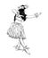 Hand drawn sketch of Hawaiian hula dancer black isolated on white background. Detailed vintage etching style drawing.