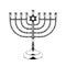 Hand drawn sketch of Jewish candlesticks in black isolated on white background. Detailed vintage etching style drawing.