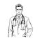 hand drawn sketch of a male doctor outline drawing illustration generative ai