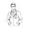 hand drawn sketch of a male doctor outline drawing illustration generative ai