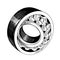 Hand drawn sketch of metal bearing in black isolated on white background. Detailed vintage etching style drawing.