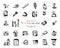 Hand-drawn sketch office tools icon set Black on white background