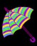 Hand drawn sketch of an open colorful umbrella