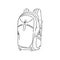 Hand drawn sketch outline backpack set isolated on white background. travel backpack, vector sketch on a white