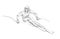 Hand-drawn Sketch, Pencil Illustration of an Alpine Skier Speeding Downhill