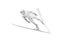 Hand-drawn Sketch, Pencil Illustration of Ski Jumper Mid Air