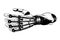 Hand drawn sketch of robotic arm in black isolated on white background. Detailed vintage etching style drawing.