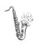 Hand drawn sketch of saxophone isolated vector art. Musical instrument for design decoration invitation jazz festival