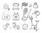 Hand drawn sketch sports fitness equipment vector doodle icons