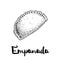 Hand drawn sketch style empanada. Typical Latino America and spanish fast food. Vector illustration isolated on white background.