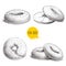 Hand drawn sketch style sesame bagels set on white background. Bagel, sliced bagel with cream cheese.