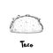 Hand drawn sketch style taco. Traditional mexican fast food illustration. Vector drawing isolated on white.