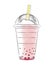 Hand drawn sketch of summer milkshake, colorful isolated on white background. Detailed vintage woodcut style
