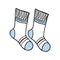 Hand drawn sketch of wool socks isolated on white background. Vector doodle illustration.