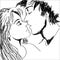Hand drawn Sketched young couple making out and about to kiss
