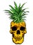 Hand Drawn skull fruit pineapple illustration vector.