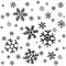 Hand drawn snowflakes Christmas ornaments made from decorative snowflakes vector sketch illustration Christmas background with gre