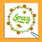 Hand drawn Sorry card. Typography and flowers