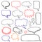 Hand drawn speech bubbles cloud doodle vector set